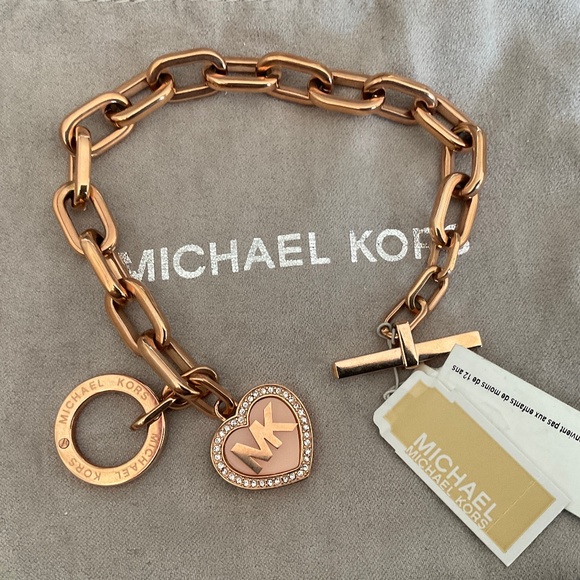 Michael Kors Rose Gold Heart Charm Bracelet - Picture 1 of 3